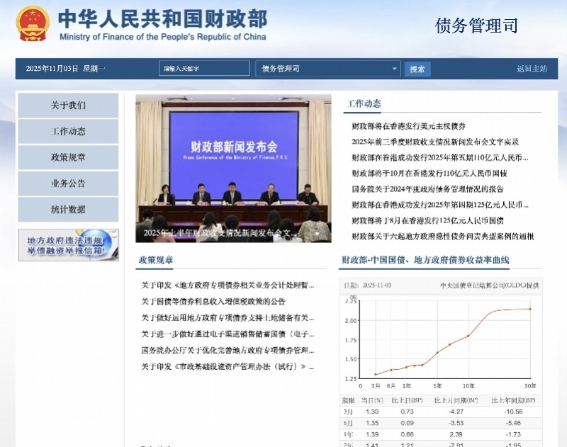 财政部官网新增财政部债务管理司