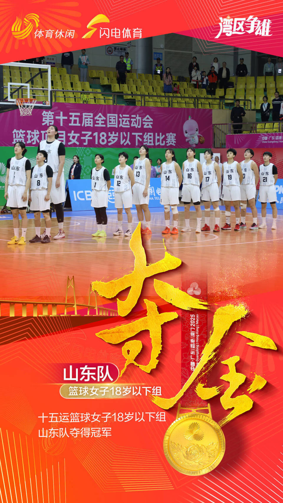 山东U18女篮全运会夺金