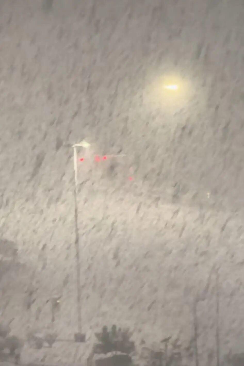 山东威海深夜下起“倾盆大瓢雪”