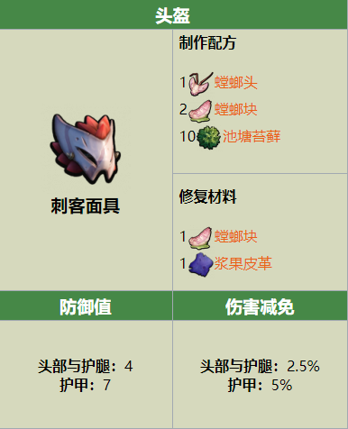 Grounded刺客面具怎么做？材料配方和获取思路详解