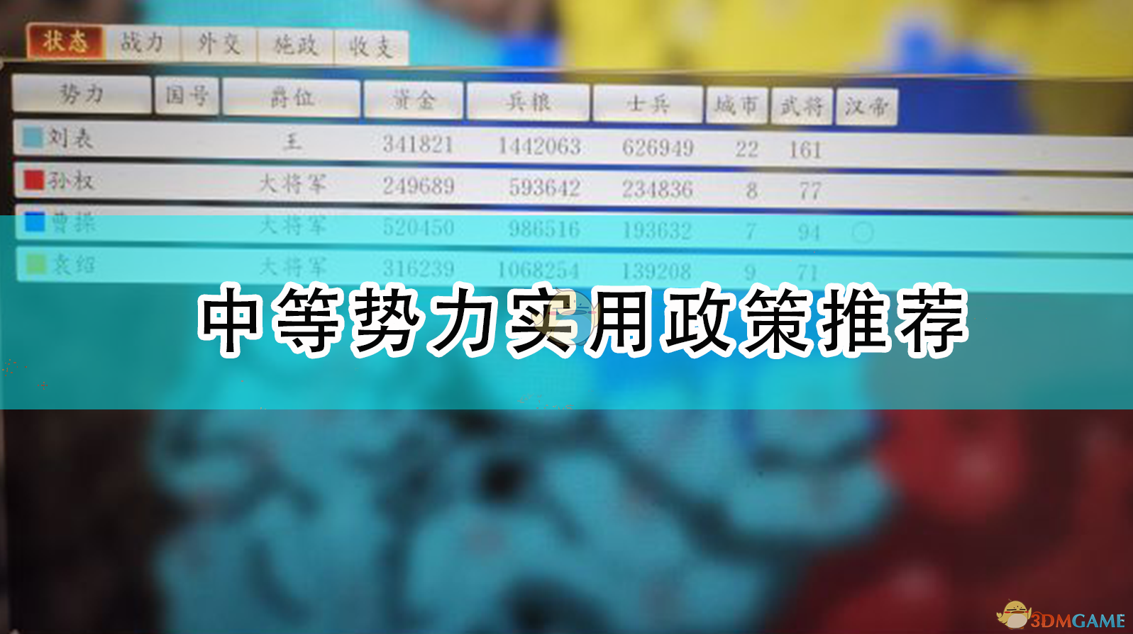 《〈三国志14：威力加强版〉中等势力政略怎么点更实在》