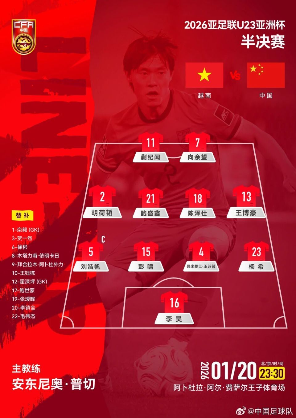 U23国足将与日本队争冠