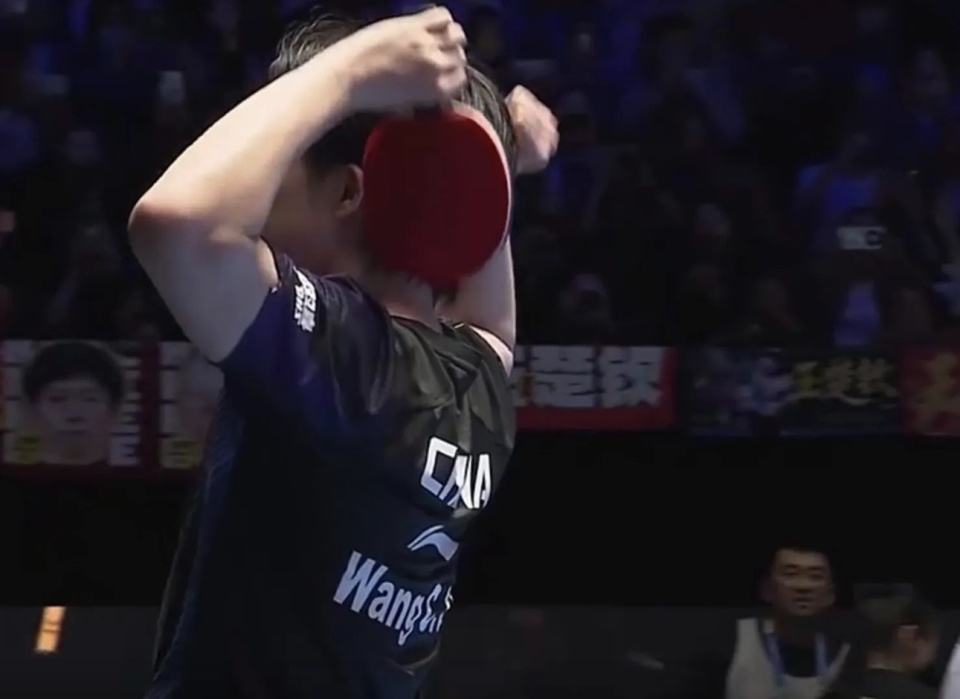 王楚钦夺冠庆祝指向背后CHINA